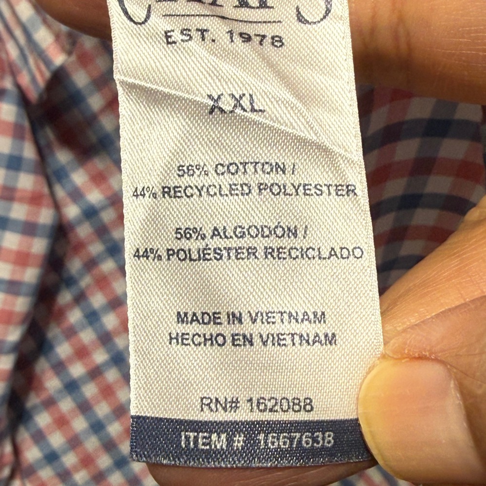 Chaps Button Down Men‎ XXL Red White Blue Gingham Short Sleeve Shirt 1667638 - Picture 9 of 10